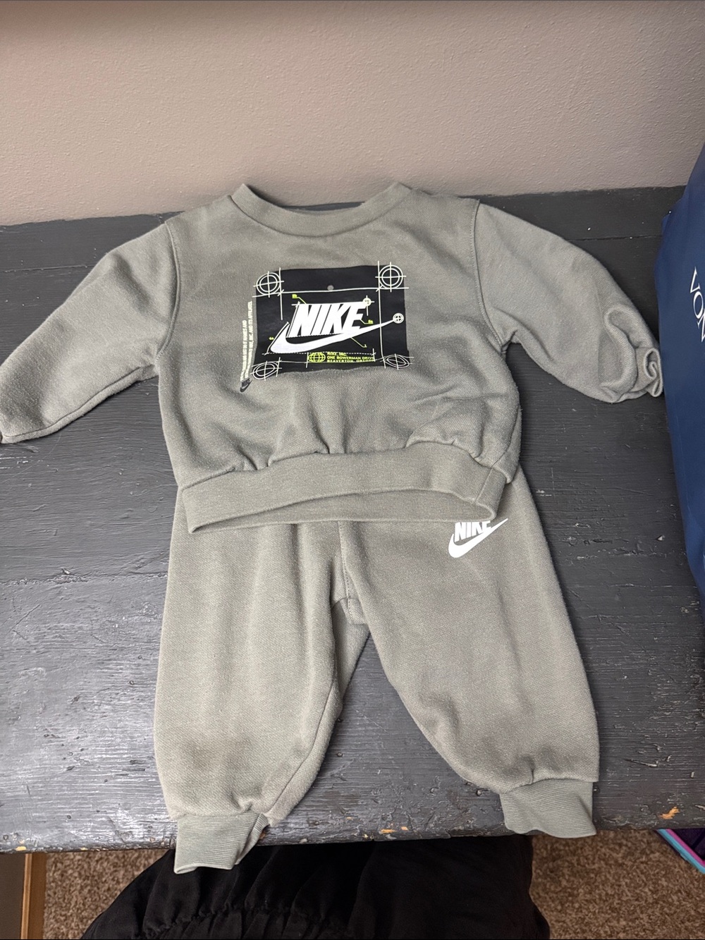 Nike Kids Olive Green Sweatshirt & Joggers with Graphic Logo